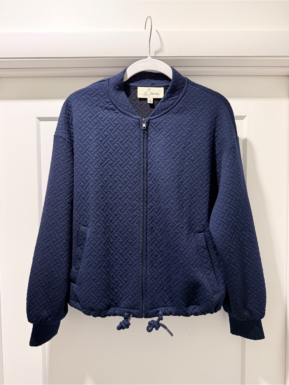 Quilted knit bomber style jacket, size small